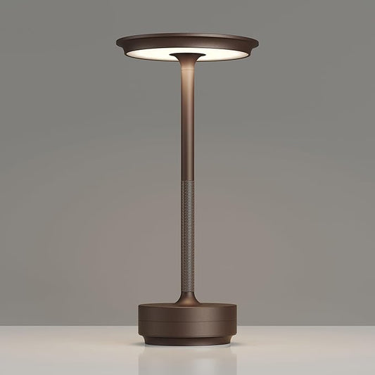 Rechargeable Table Lamps Cordless, Portable 5000mAh Outdoor Table Light, 3 Color Stepless Dimming LED Table Lamp with Memory Function, for Home/Dinner/Patio/Restaurant.(Brown)