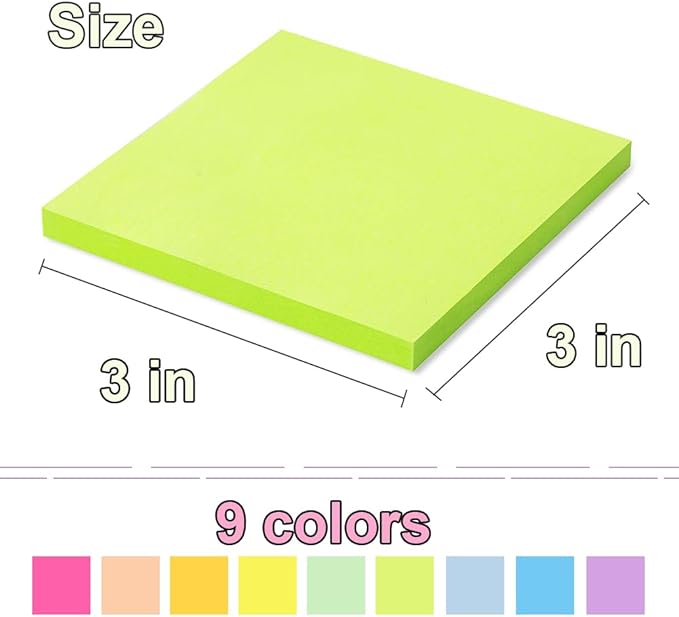 (54 Pads) Pop Up Sticky Notes 3x3 in Accordion Stickies Super Sticking Power Memo Pads Bright Colors