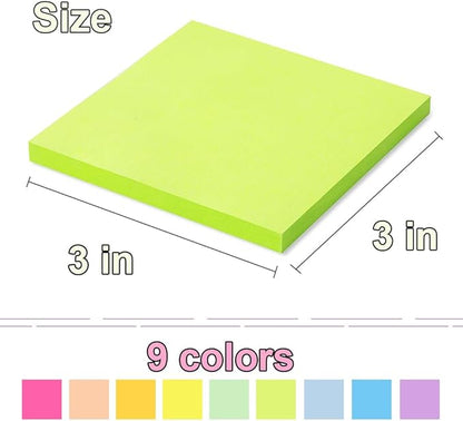(18 Pads) Pop Up Sticky Notes 3x3 in Accordion Stickies Super Sticking Power Memo Pads Bright Colors