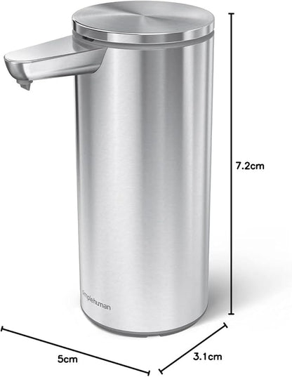 simplehuman 14 oz. Touch-Free Rechargeable Sensor Liquid Soap Pump Dispenser, Brushed Stainless Steel