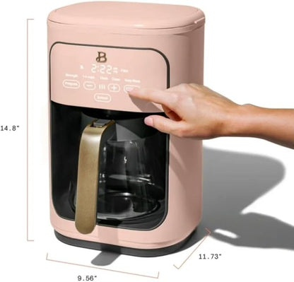 Beautiful 14-Cup Programmable Coffee Maker with Touch-Activated Display – Brew Hot Coffee Fast, Keep Warm & Auto-Pause (Rose)