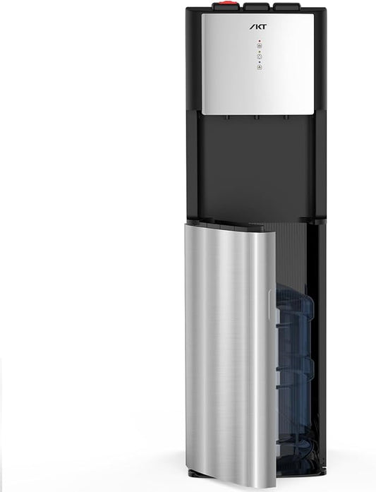 IKT Self-Cleaning Bottom Load Water Cooler Dispenser for 3-5 Gallon Bottle with Child Safety Lock Display Light Stainless Steel