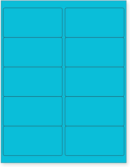 NextDayLabels - 8-1/2 x 11" Neon Color High Light Fluorescent Labels for Laser & Inkjet Printer (Blue Fluorescent, 4 x 2" - 10 Per Page | 1000 Labels)