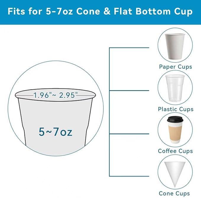 Cup Dispenser, Disposable Cup Holder for 5-7 oz Paper Cups and Plastic Cups, Wall Mount Water Cooler Cup Holder for Bathroom Office Home Gym, Pull Type Water Cup Dispenser with Clear Window - White