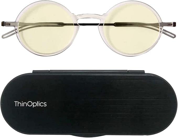 ThinOptics unisex-adult Manhattan Blue Light Blocker Reading Glasses + Milano Case