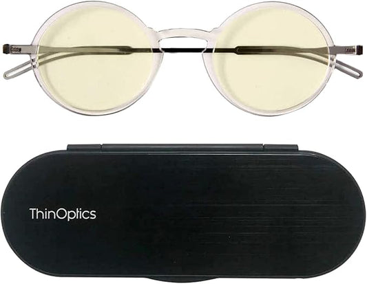 ThinOptics unisex-adult Manhattan Blue Light Blocker Reading Glasses + Milano Case