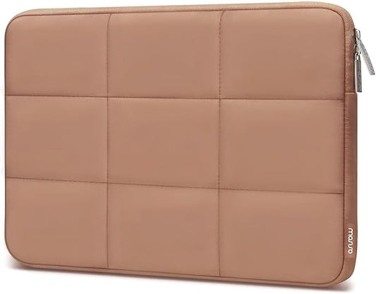 MOSISO 13-14 inch Laptop Case, 13.3 inch Puffy Laptop Sleeve Compatible with MacBook Air 13 13.3 13.6/Pro 13/14, HP, Dell, ASUS, Lenovo, Rectangle Quilted Puffer Computer Bag for Women, Brown