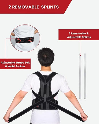 Hurmoya Back Brace Posture Corrector for Women and Men, Lower and Upper Back Pain Relief, Shoulder Straightener and Adjustable Full Back and Lumbar Support