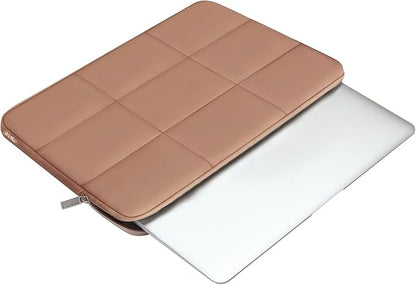 MOSISO 15-15.6 inch Laptop Case, 16 inch Puffy Laptop Sleeve Compatible with MacBook Pro 16 M4 M3 M2 M1, HP, Dell, ASUS, Lenovo Notebook, Rectangle Quilted Puffer Computer Bag for Women, Brown