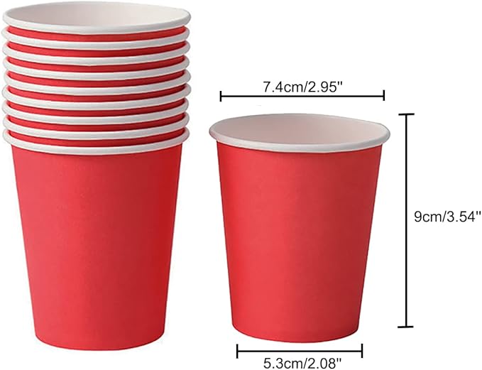 Disposable Paper Cups, 60pcs Red Paper Cups For DIY Wedding Party Picnic BBQ Travel and Event 8OZ (Red)