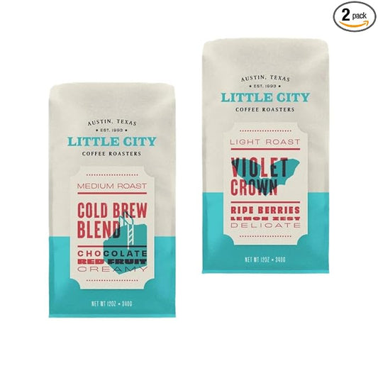 Bean Box Austin Coffee Sampler, 2-Pack - Roasted by Little City Roasters, Gourmet Arabica Coffee, Variety Pack - Whole Bean
