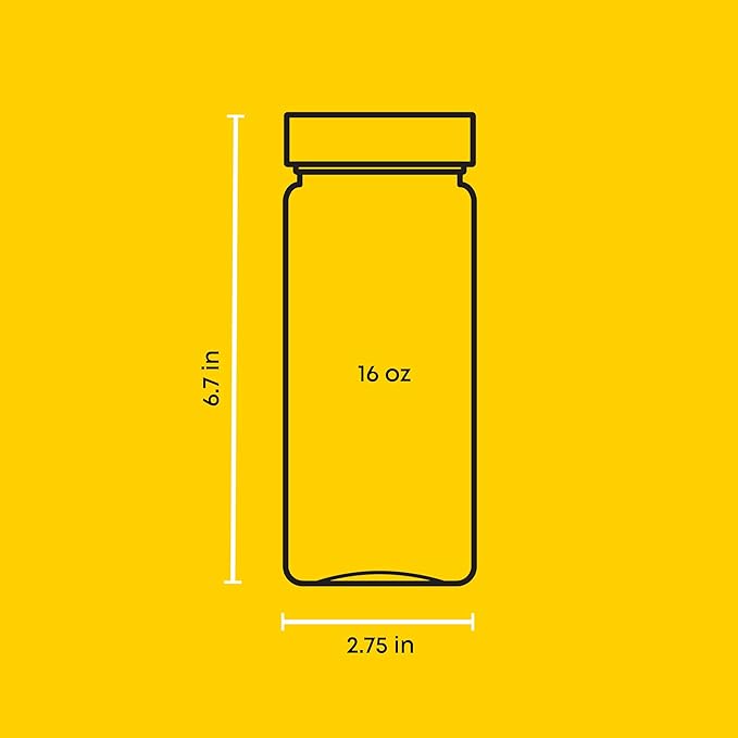 JoyJolt Glass Juice Bottles, 16 oz Glass Bottles with Caps. Set of 8 Juice Containers with Lids for Fridge, and Labels for Juice Jars. Glasses for Juice, Cold Brew Bottles, Smoothie Jars
