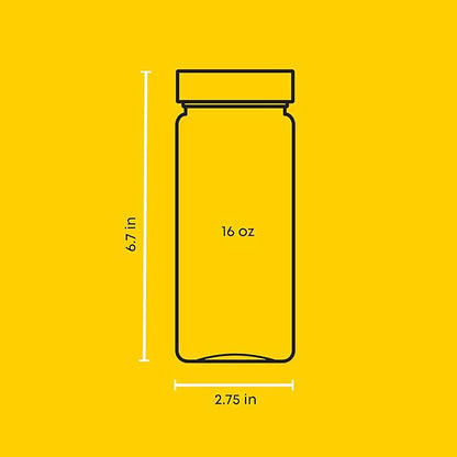 JoyJolt Glass Juice Bottles, 16 oz Glass Bottles with Caps. Set of 8 Juice Containers with Lids for Fridge, and Labels for Juice Jars. Glasses for Juice, Cold Brew Bottles, Smoothie Jars