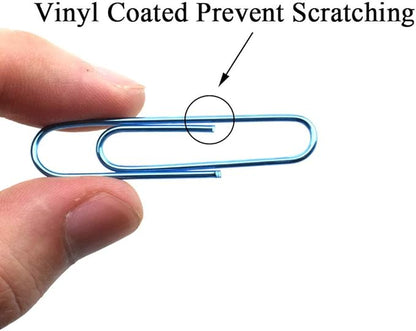 HAHIYO Paper Clips Large 2 inches Length Blue Paperclips Vinyl Coated Prevent Scratching Tearing The Pages Sturdy for Bookmark Organize Home Office School 80 Pack