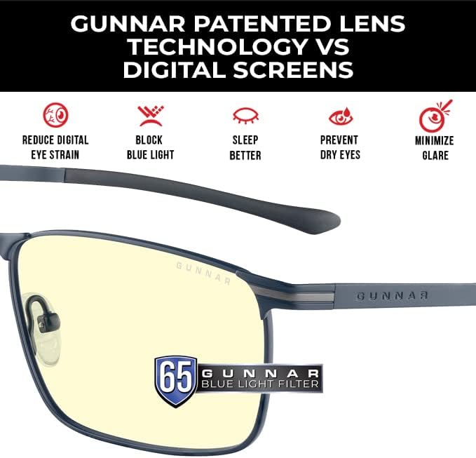 GUNNAR - Computer Blue Light Blocking Glasses Mendocino Blue Light Glasses, Midnight Blue, Adult US