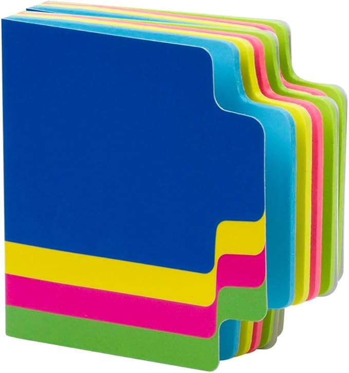 Redi-Tag Mini Neon Divider Notepad, 100 Tabbed Sticky Notes, 4 Neon Colors, 2.75 Inch Square, 1 Pack (10240)