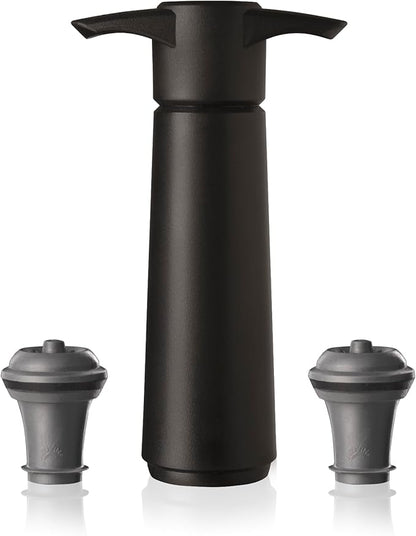 Vacu Vin Original Wine Saver with 2 Vacuum Bottle Stoppers – Black Wine Preserver Pump for Red or White Wine – Manual Air Remover System – Airtight Seal – Keep Wine Fresh Longer