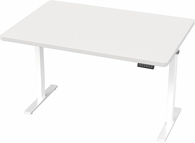 VIVO Electric 48 x 30 in Standing Desk, Memory Height Adjustment, 1B Series, One-Piece White Top, White Frame, DESK-KIT-1W5W