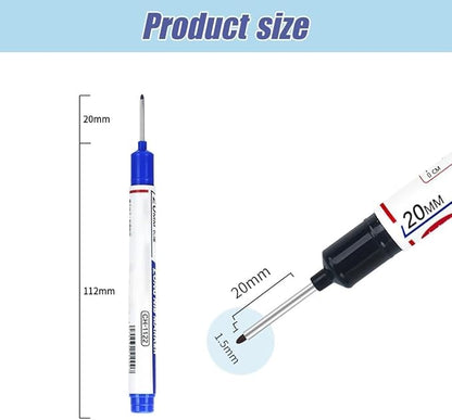5PCS Long Head Deep Hole Markers, 20mm Deep Reach, Waterproof, Permanent, Metal Marking Pens (Colorful)