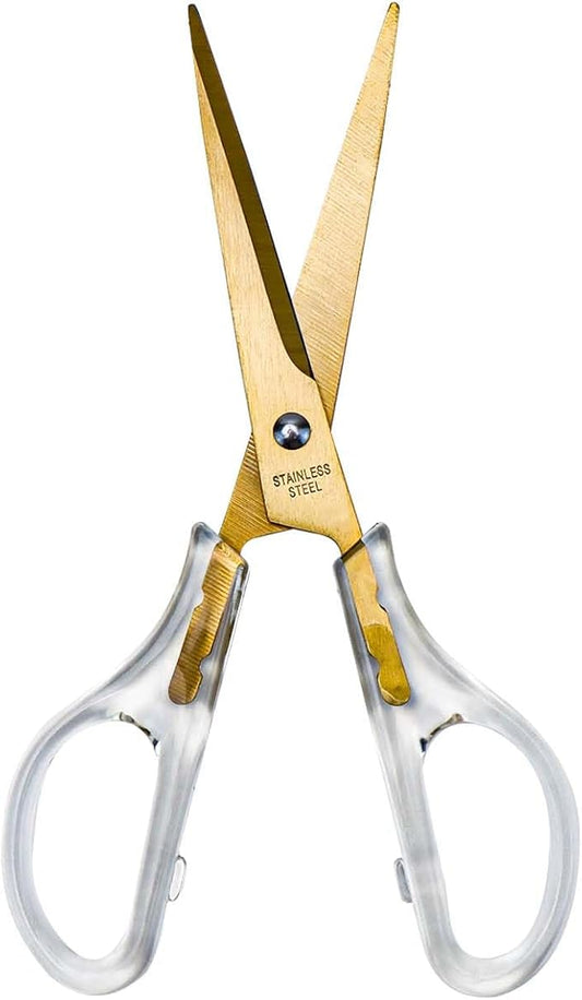 AxeWoodz Gold Acrylic Scissors, 6.5 Inch Office Scissors, Stainless Steel Blade, All Purpose, 1 Count
