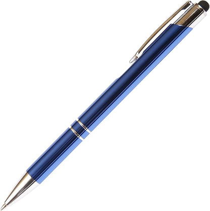 Blue JJ Ballpoint Pen with Stylus - Black Ink Refill, Medium Tip Point
