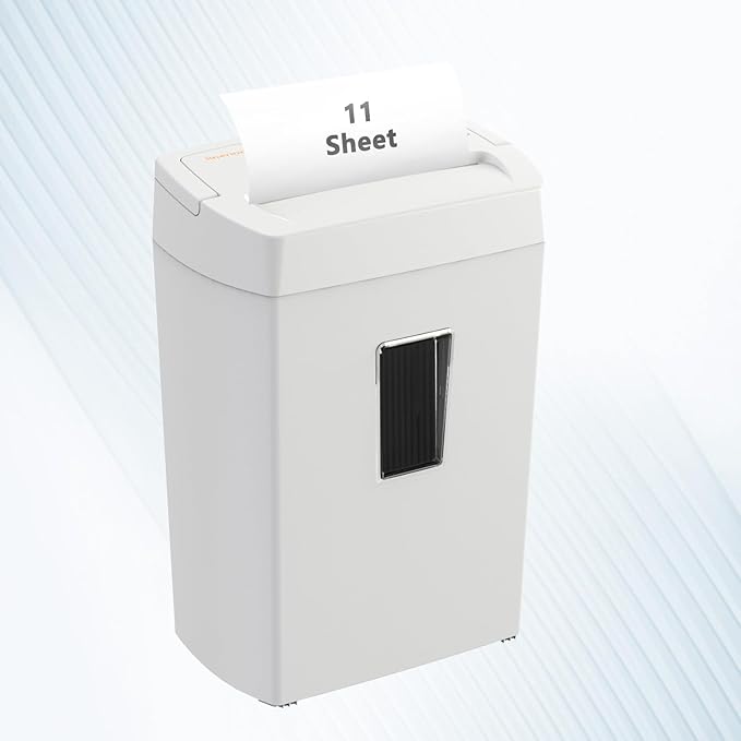 Bonsaii 11-Sheet Crosscut Paper Shredder, P-4 Security, 5-Min Run, Overheat Protection, 5.5-Gal Bin, Black/White