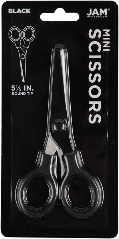 JAM PAPER Multi-Purpose Mini Scissors - 5 Inch - Black - Soft Grip & Stainless Steel Precision Blades - Sold Individually
