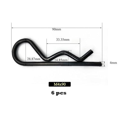 6 Pcs Heavy Duty Hitch Pins Clip R Clips Spring Retaining Wire Hair Pins Cotter Pin Strong Spring Tension Large R Clip Carter Pin Large for Trailer Tractors Mower Cart Truck Black zinc M4*90mm