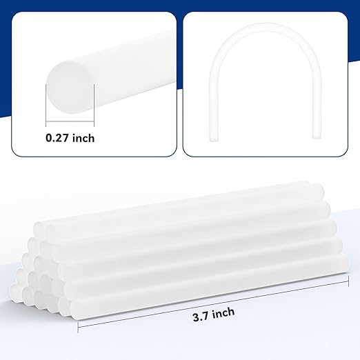 20-Pack Clear Hot Melt Glue Sticks, 0.27″ Dia × 3.7″ Long – Multi-Purpose Adhesive for Crafting, Woodworking, Decoration & Repair