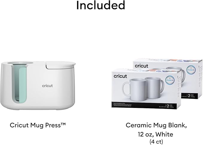 Cricut Mug Press + 4 Blank Mugs (12oz each)