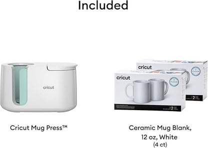 Cricut Mug Press + 4 Blank Mugs (12oz each)