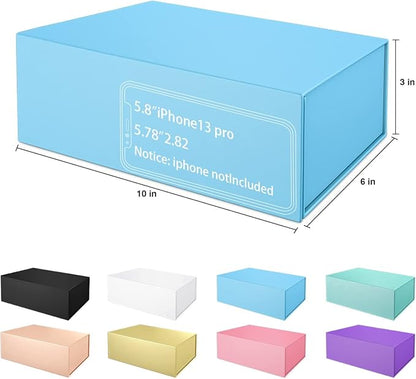 Blue Gift Box 10" x 6" x 3" with Magnetic Closure Lid Gifts Boxe for Presents,Bridesmaid Gifts Boxes,Cute Box,Birthday Gift Boxe,Luxury for Gifts Packaging, Magnetic Gift Box for Wrapping Gifts (Blue)