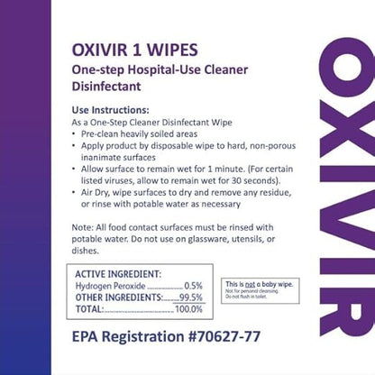 Oxivir Diversey 1 100850925 Disinfectant Cleaning Wipes, Pre-Moistened with Accelerated Hydrogen Peroxide AHP, Unscented, 160 Extra Large 11x12-Inch Wipes, 1-Refill Bag (Pack of 4)