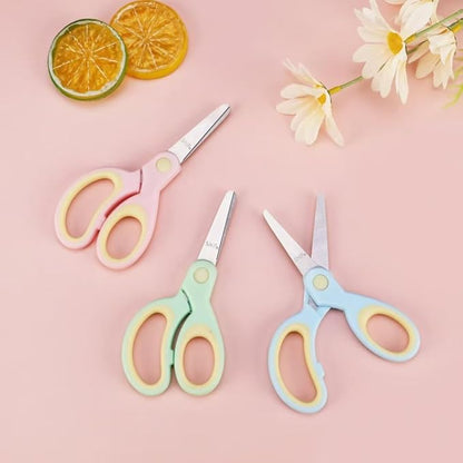 3Pcs 5 Inch Small Craft Scissors, Blunt Tip All Purpose Student Crafting Scissors Fabric Shears Cutter for Travel Back to School,Office,Home, Right & Left Handed,Pink, Blue, Green (5IN)
