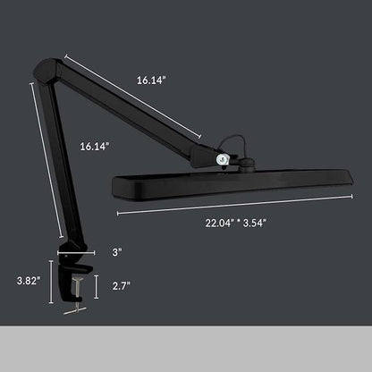 Neatfi Task Lamp – 2,500 Lumens, 30W, 22-Inch Wide Shade, 4 Brightness Levels, Eye-Caring Light, Clamp Mount, LED Task Light for Manicure Table, Crafts, Workbench, Office (Non-CCT, Black)