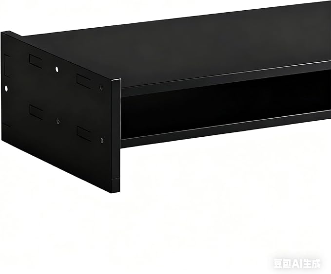 Desk Monitor Stand, 2-Tier Ergonomic Shelf, Black 4.3in Riser, Computer Screen Organizer, Laptop TV Holder, Work Table Storage, For Home Dorm Office Setup