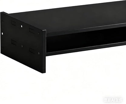 Desk Monitor Stand, 2-Tier Ergonomic Shelf, Black 4.3in Riser, Computer Screen Organizer, Laptop TV Holder, Work Table Storage, For Home Dorm Office Setup