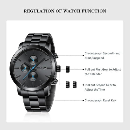 CRRJU Mens Stylish Casual Quartz Watches for Men Luxury Waterproof Calendar Chronograph Japan Movement Wristwatches