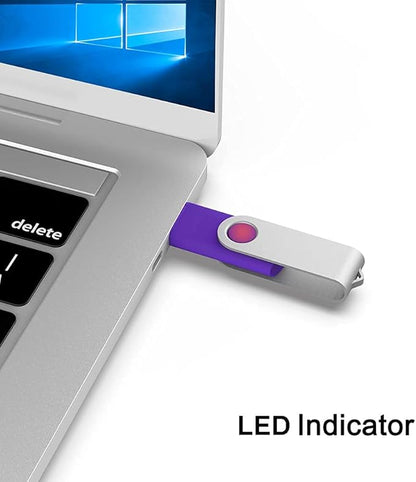 KOOTION 5 X 16GB USB Flash Drive 2.0 Thumb Drive 16 gb Memory Stick Swivel Keychain Design Mixcolor