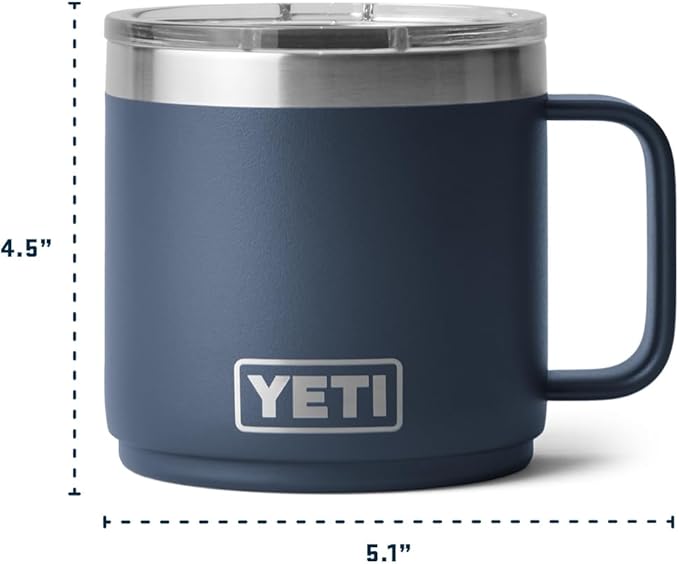 YETI Rambler 14 oz Ceramic Lined Stackable Mug, Vacuum Insulated, Stainless Steel with MagSlider Lid, Cherry Blossom