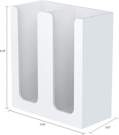 Richboom Acrylic Coffee Cup and Lid Storage Organizer Holder, 2 Compartments, White