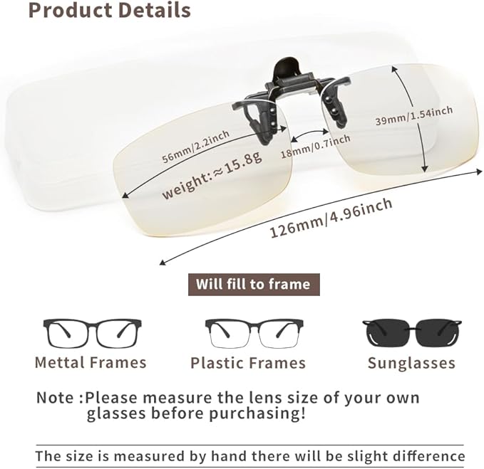 Multifocal Reading Glasses Clip On and Flip Up Blue Light Blocking Progressive Multifocal Reader for Unisex