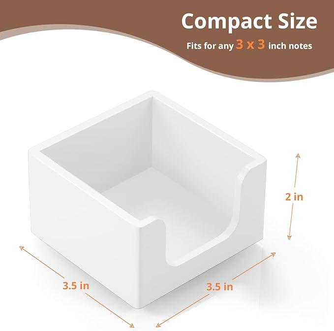 Sticky Note Holder, Post It Note Dispenser for Office Desk Accessories, Self Stick Note Pad Holder, Memo Pad Holder Dispenser Organizer for School Office Desk Supplies, White