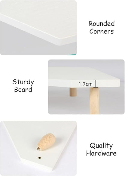 Corner Monitor Stand Cut Triangle Computer Stand for Desk, White Corner Monitor Riser with Storage, Office Desktop Wood Shelf Underneath for Keyboard Mouse, 36655