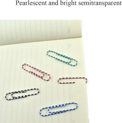 HAHIYO Paper Clips 2 inches (50mm) Length Striped Paperclips Vinyl Coated Prevent Scratching Tearing The Pages Sturdy Assorted Colors for Bookmark Organize Home Office School 100 Pack