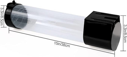 Cup Dispenser, Water Cooler Pull Type Cup Holder Fits 5oz - 7oz Cone or Flat Bottom Cups, Paste or Screw Plate Wall Mount, 15" Tube Length Black
