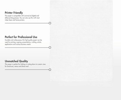 LUXPaper 8.5" x 11" Classic Linen Paper | Letter Size | Avon Brilliant White | 70lb. Text | 1,000 Qty