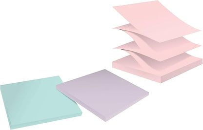 Post-it Super Sticky 100% Recycled Pop-up Notes, 3 in. x 3 in., 70 Sheets, 6 Pads, Wanderlust Collection, School Supplies and Office Products