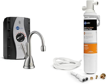 InSinkErator View Instant Hot & Cold Water Dispenser - Faucet & Tank, Satin Nickel, HC-View-SN 10.00 x 11.50 x 0.00 inches & F-1000S Standard Under Sink Water Filtration System