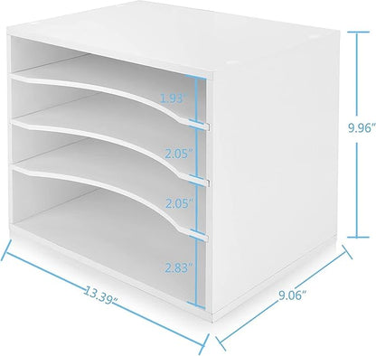 EMERIT Paper Organzier Wood Desktop Organizer Storage Letter Tray File Sorter with Adjustable Shelves for Home Office